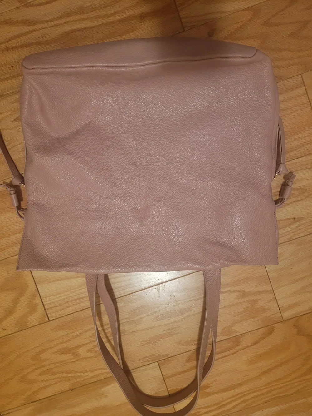 Mauve Leather Tote Backpack with Dual Straps